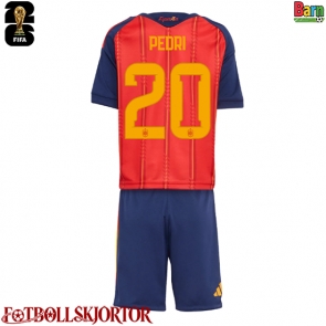 Spanien Pedri Gonzalez #20 Hemmakläder Barn VM 2026 Kortärmad (+ Korta byxor)